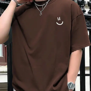 Men's Brown Print T-Shirt oversize / loose fit