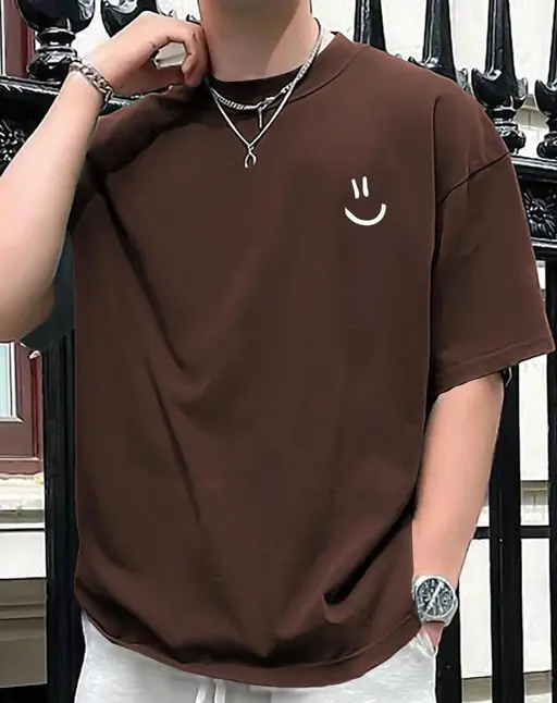 Men's Brown Print T-Shirt oversize / loose fit