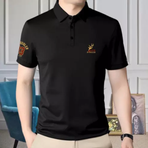 Men's Placement Print Regular Polo Black Tshirts