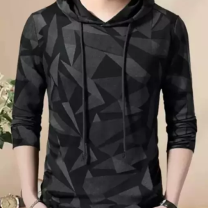 Men Printed Hooded Neck Cotton Blend T-Shirt